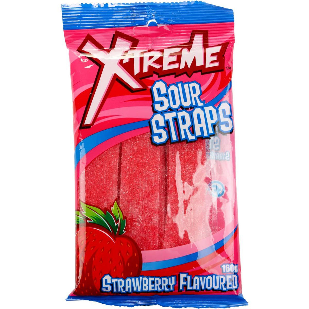 X-Treme Strawberry Sour Straps 160g x 12 Bags